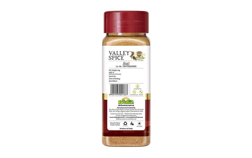 Valley Spice Chai Masala Cinnamon    Plastic Bottle  50 grams